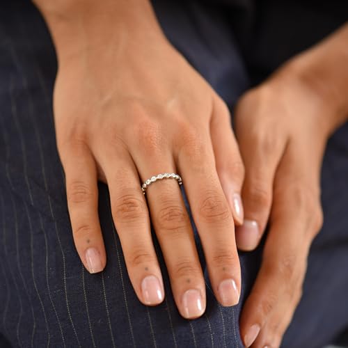 Aurelia Mae Women's Dainty Full Eternity Gold Band | 18K Gold Plated Bezel-Set CZ Wedding Ring Minimalist Stackable Wedding Band Size 7 by Aurelia Mae - Used condition - Image 3