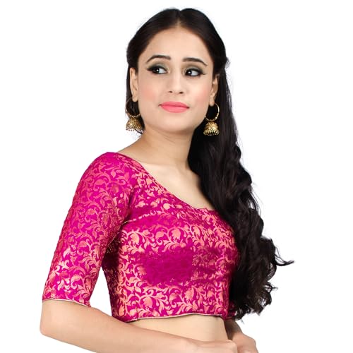 Chandrakala Banarasi Blouses for Women Sarees,Readymade (B181-P)2