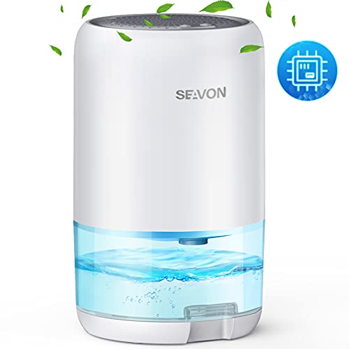 SEAVON Dehumidifier for Home, 2600 Cubic Feet Small Dehumidifier 35oz for 280 sq ft Home with 2 Working Modes and Colorful LED Lights, Portable Dehumidifiers for Bedroom Bathroom Basements Closet RV