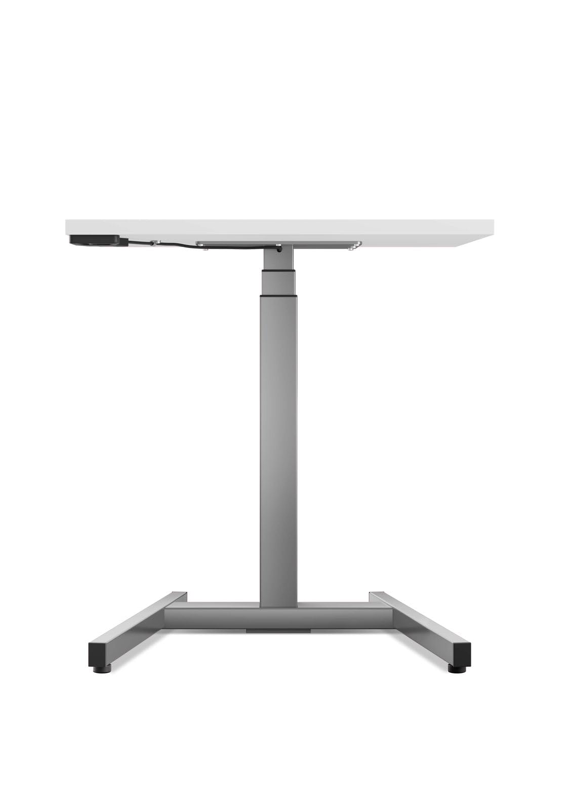 Schreibtisch Master Silber: Höhenverstellbarer Steh-Sitz-Tisch mit Gasfeder (68-118cm) – Ergonomisch, Kompakt & Stromlos – Made in Germany