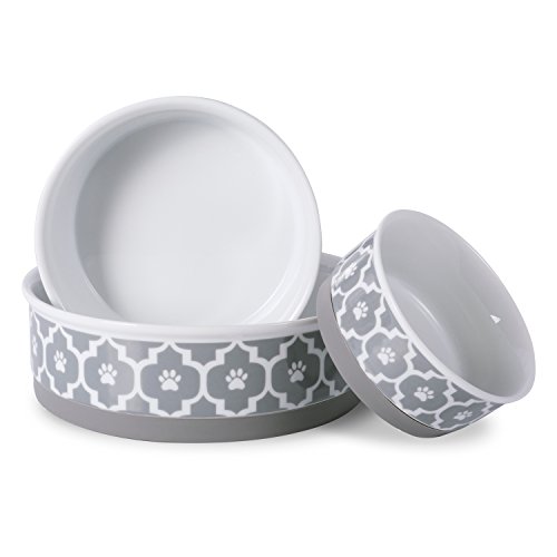 Bone Dry Lattice Collection Pet Bowl & Canister, Medium Set, 6x2", Gray, 2 Piece - Image 7