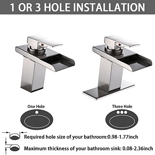 Image of AVSIILE LED Bathroom Sink Faucet, Chrome, Waterfall, Stainless Steel Spout