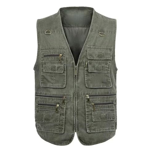 Chaleco multibolsillos de algodón para hombre, ropa de verano sin mangas informal 4