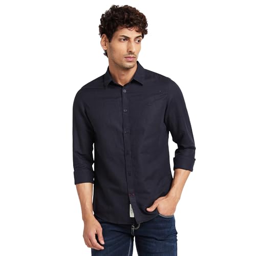 Image of Being Human Grey Slim Straight Fit Regular Collar Long Sleeves Men's Shirt Clothing