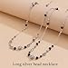 Long Pearl Necklaces, Layered Statement Strand Chain Fashion Jewelry Gifts,Dainty Sweater Accessories for Women (Black)