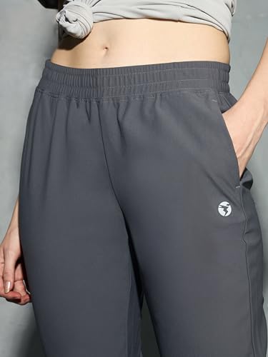 Image of TECHNOSPORT Womens Mid Rise Polyester Regular Fit Solid Jogger for Running, Workout & Sports