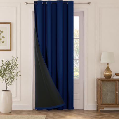 Image of HOKIPO Midnight True Blackout Curtains 7 Feet Long 1 Panel, Royal Blue