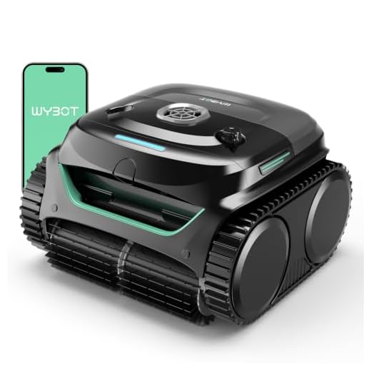 WYBOT C2 Cordless Robotic Pool Cleaner, Dual Filtrations, Floor, Wall &Waterline Cleaning, App Scheduling, Smart Navigation, Pool Vacuum for Inground Pools-Jet Black with Green Handle