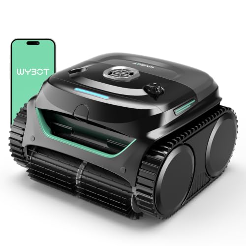 Image of WYBOT C2 Cordless Robotic Pool Cleaner, Pool Vacuum for Inground Pools | Dual Filter with Ultra-fine Filtration, Lasts 180 Mins, Floor, Wall & Waterline Cleaning, App Control, Glossy Black