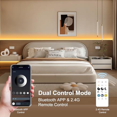 Image of COB LED Strip Lights, Dotless LED Lights with Remote& App, 49.2ft Warm White 2700K Super Bright Dimmable 24V Flexible LED Tape Light,Kitchen Cabinet,Office,Stairs,Shelf Indoor Lighting.