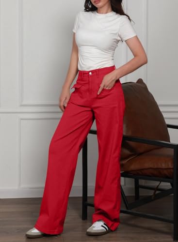 Dokotoo Womens Cargo Pants Women Baggy Wide Leg High Waist Casual Pants Jean Stretch Pants4