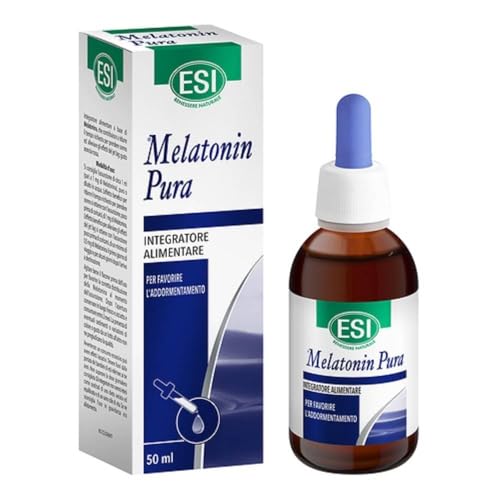 ESI - Melatonin Pura, Integratore Alimentare di Melatonina in Gocce, Favorisce il Sonno, Senza Glutine e Vegan, Gusto Arancia Rossa, 50 ml