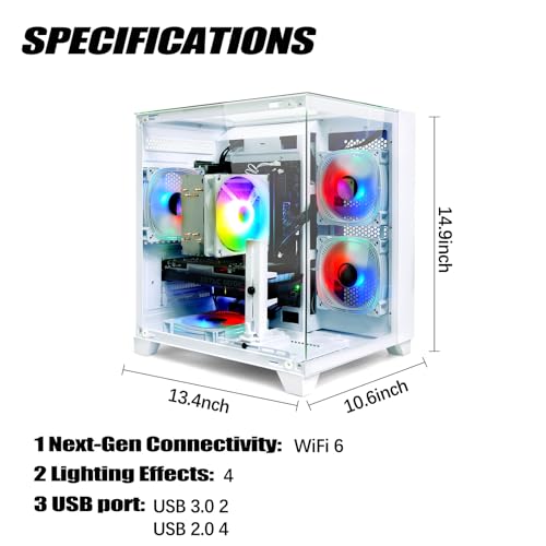 Image of LXZ Gaming PC Desktop, I7-12700F, 2.1GHz, GeForce RTX 4060 8GB, 32GB DDR4 RAM, 1TB NVME SSD, for Advanced Gaming, Video Editing, and Work, White