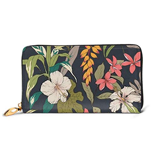 Preisvergleich Produktbild JHGFG Mode Handtasche Reißverschluss Brieftasche Nahtlose Tropische Blumenmuster Hintergrund Telefon Clutch Geldbörse Abendkupplung Blocking Leder Brieftasche Multi Card Orga