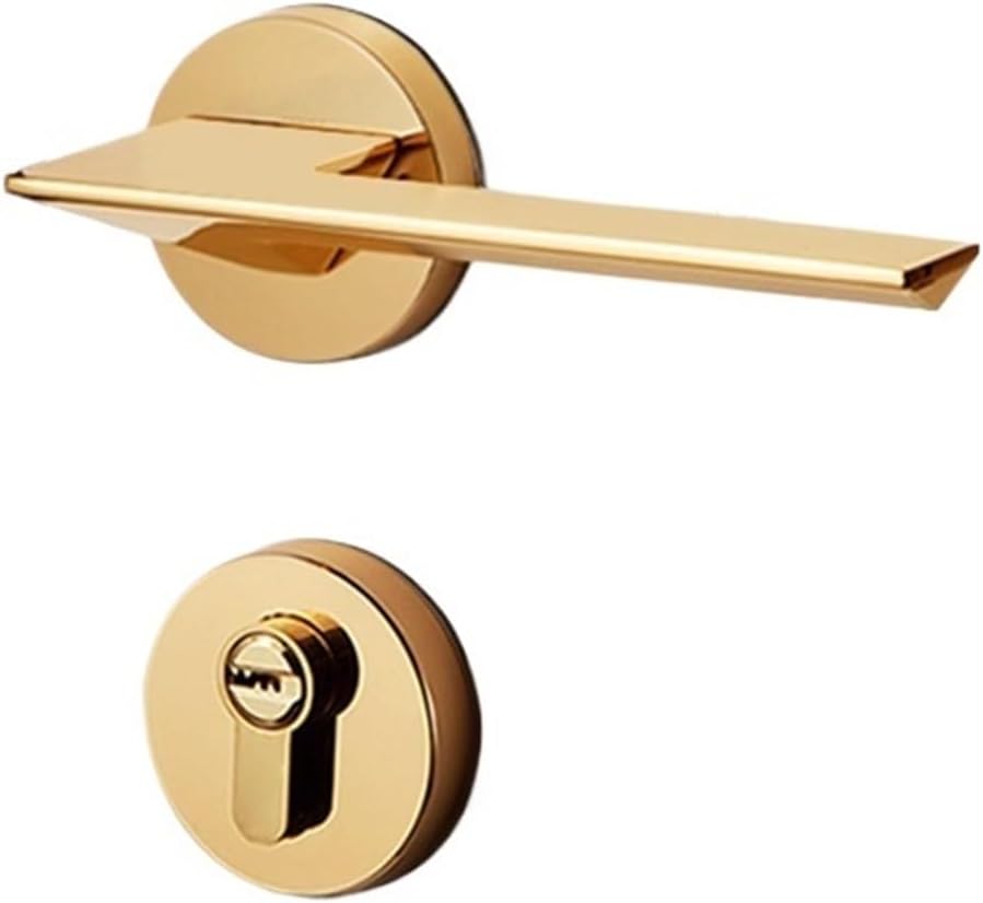 Door Lock Golden Silent Magnetic Suction Indoor Bedroom Door Lock zinc Alloy Handle Lock Home Light Luxury Wooden Door Lock(PVD Round Cover to 7255 Magnetic)