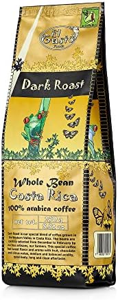 El Gusto Whole Bean Coffee - Costa Rican Dark Roast Coffee, 100% Arabica, Fresh, Shade Grown, Handpicked & Sun-Dried - Roasted & Sealed For Freshness - Dark Roast (8.82 oz)