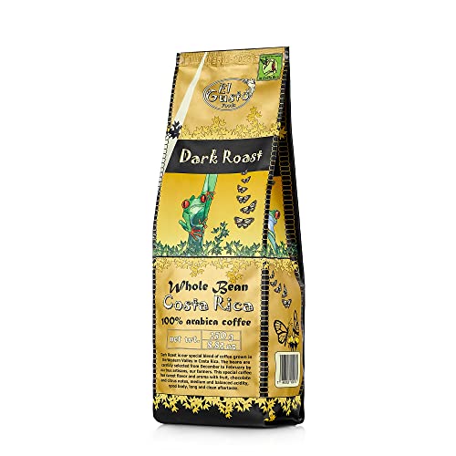 El Gusto Whole Bean Coffee - Costa Rican Dark Roast Coffee, 100% Arabica, Fresh, Shade Grown, Handpicked & Sun-Dried - Roasted & Sealed For Freshness - Dark Roast (8.82 Oz) #TOP19