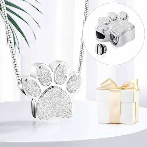 zeqingjw Pet Cremation Jewelry for Ashes Pendant Paw Print Pet Heart Urn Necklace Memorial Keepsake Jewelry for Pet/Dog's/Cat's Ashes - Image 5