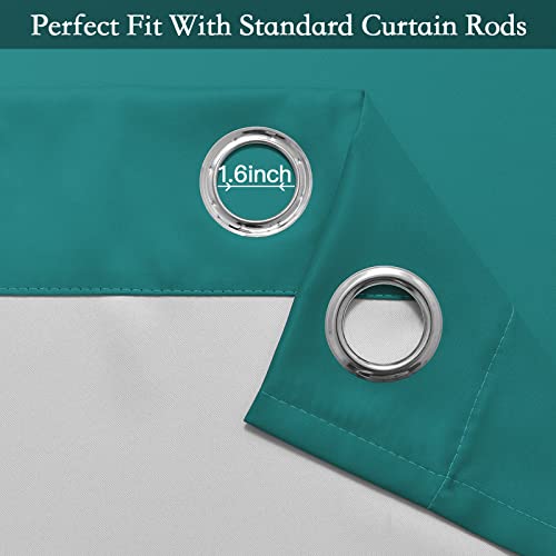 Image of SimpleHome Ombre Teal to Grey White Curtains for Living Room 52Wx54L | Room Darkening Curtains for Bedroom,Gradient Light Blocking Curtain,Thermal Insulated Grommet Window Drapes,2 Panels,54 Inch