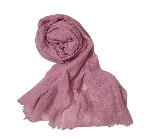 Image of Iba & Isba Women's Plain Crinkled Scarves, Stoles, Hijab (76 x 36 inch)