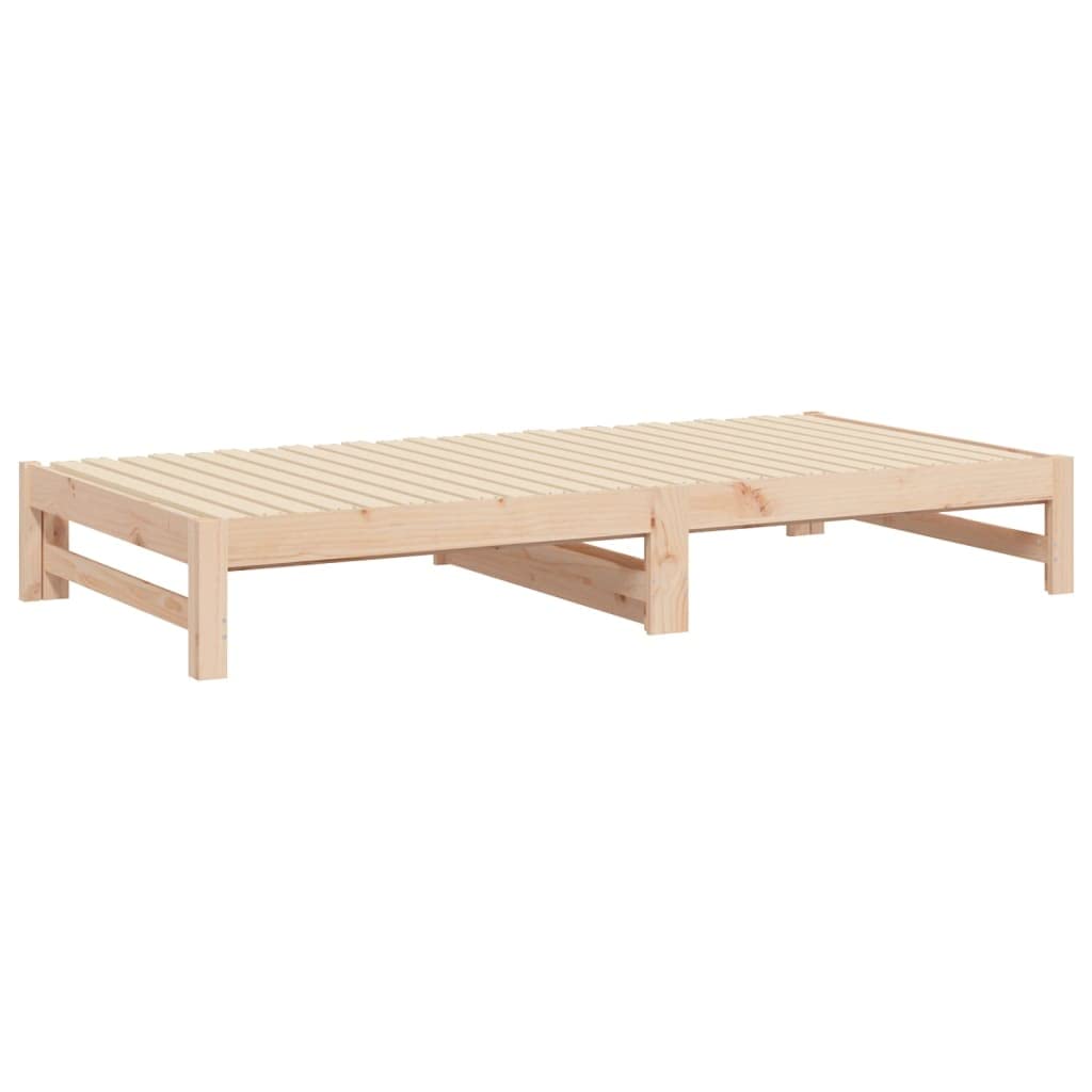 vidaXL Tagesbett Ausziehbar Sofa Gästebett Sofabett Bett Bettsofa Holzbett Schlafsofa Ausziehbett Bettgestell 2X(80x200) cm Massivholz Kiefer