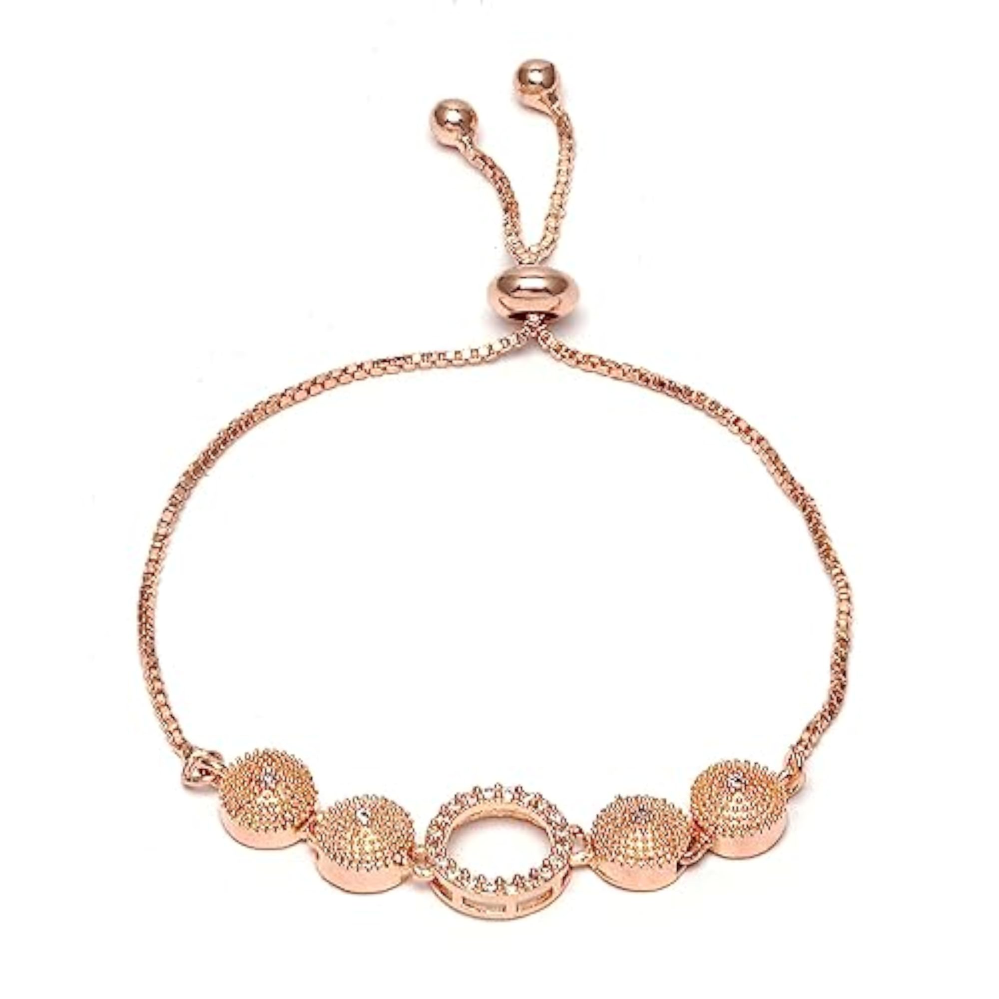 Rose Gold-Plated White American Diamond Studded Necklace Set