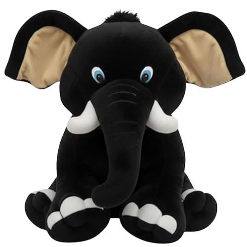 Image of Sitting Elephant Soft Toy - Black | Super-Soft Plush Stuffed Animal for Girls Kids | Soft Stuff Toy for Kids | Ideal for Birthday Gift - 36 CM | Cute-Design & Washable