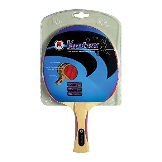 Martin Kilpatrick Vortex Table Tennis Racket | Pips-Out with Sponge | Red & Black Rubber Surface | 1.5mm Sponge Layer | Flared Handle | Speed: 80 Spin: 70 Control: 80 (25701)
