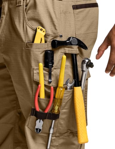 Image of CQR Men's Quick Dry Work Pants, Water Resistant Outdoor Tactical Pants, Lightweight Stretch Cargo Hiking Pants