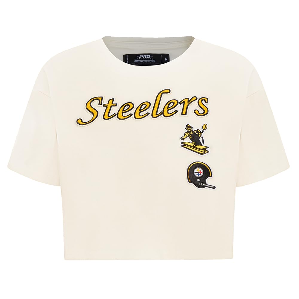 Pro Standard Womens NFL Pittsburgh Steelers Retro Classics Short Sleeve Boxy Tee Eggshell 2XL