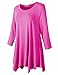 LARACE Women Plus Size 3/4 Sleeve Tunic Tops Loose Basic Shirt(L, Rosepink)