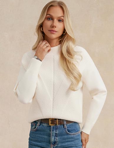 GRACE KARIN Womens Crew Neck Long Sleeve Sweater, Early Fall Teacher Outfits 2025, Warm Sweater Tops3