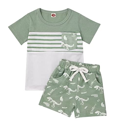 Toddler Baby Boy Clothes Boys Summer Outfits Short Sleeve Dinosaur T-Shirt & Shorts Set 2Pcs