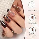 Zosutetoxo 24 Piece Artificial Nails Set: Almond-Shaped Press-On Nails with Brown Leopard Print, French Design with Gradient Effect for Ladies and Girls - Image 3