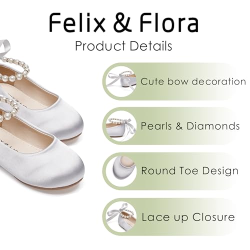 Image of Felix & Flora Girls Toddler Little Ballet Shoes - Flower Girls Mary Jane Flats Dress Shoes Party Wedding