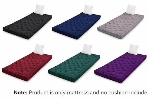 Image of ATOOTFUSION Soft Cotton Floor Box Mattress, 5-Inch Thick, Foldable, Movable, Medium Firm, Solid Colored (Mehndi, Queen Big 60X72X5 inches)