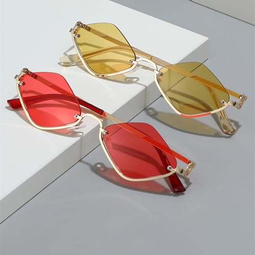 Fashion Rhombus Sunglasses Men Women Trending LensMetal Frame Party Casual Style Eyewear UV4003