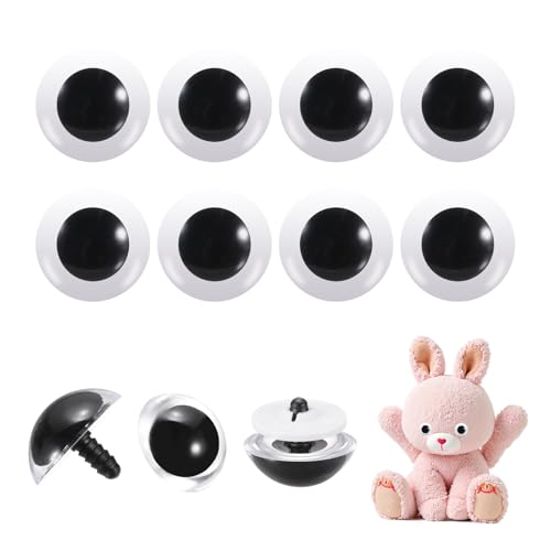 Yeux de sécurité 30 mm PATIKIL noirs avec rondelles pour poupées