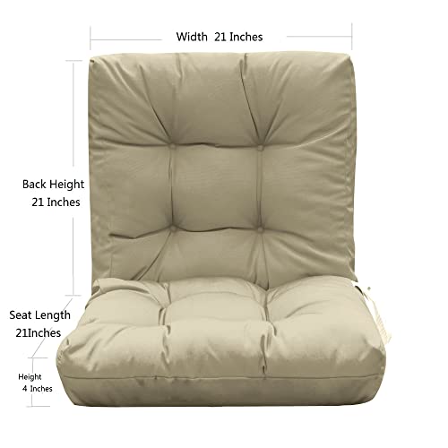 Image of QILLOWAY Outdoor Chair Cushion for Patio Furniture, Waterproof Patio Cushions Set of 2 with Ties, Fade Resistant Replacement Pads for Outdoor Rocking Chairs,Beige