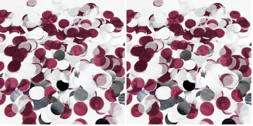 Image of Maroon Graduation Confetti /Maroon Graduation Decorations /Burgundy Silver Table Decorations /Burgundy Silver Confetti /Engagement /Birthday Decorations Wedding (Pack of 2)