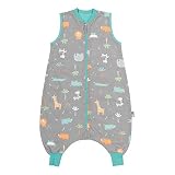 Schlummersack Baby Schlafsack mit Füßen Sommer 0.5 Tog 80 cm dünn Safari | Schlafsack mit Beinen ungefüttert für eine Körpergröße von 80-90cm | Schlafsack Baby Sommer