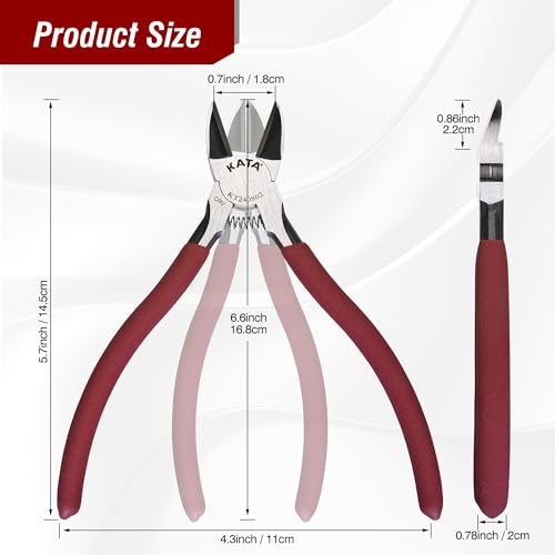 Image of KATA 6 Inch Wire Cutters, Flush Cutter Plier for Crafting and Electronics | Clean cut side cutters for zip ties, floral wire, jewelry making, plastic sprue, 3D prints and small repair DIY projects