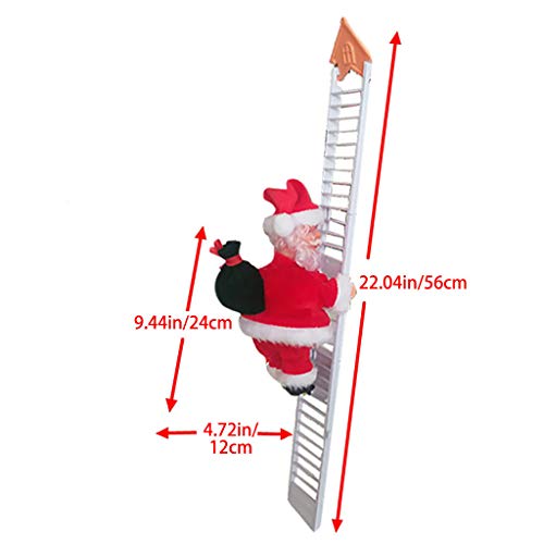 OLOPE Christmas Creative Decoration Ornaments 2020, Santa Claus Climbing Ladder Electric Climbing Rope Hanging Xmas Ornament Santa Plush Doll Toys Sets (White) - Thumbnail 3