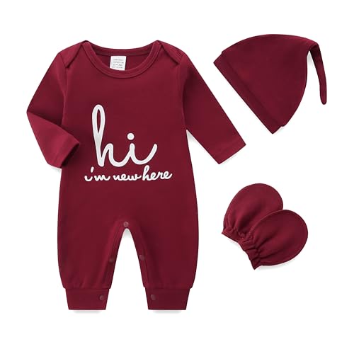 Bibimom Baby Christmas Outfit 0-3 Months Red Onesie Newborn Clothes Girls Footies & Rompers My First Christmas Baby Girl Outfit Boy Clothes Fall Winter Gift