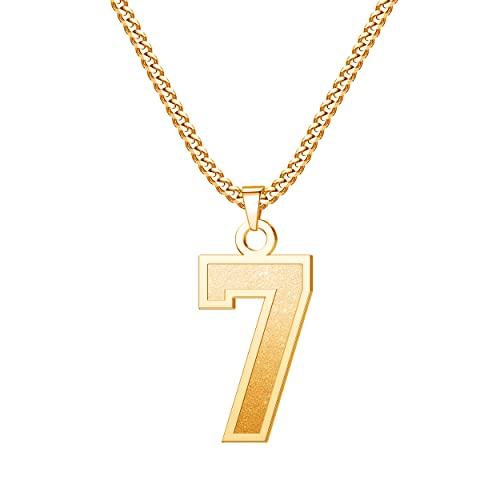Lifequeen 7 Jersey Number Necklace For Athletes Boys 18K Gold Plated Number Chain With Name Sports Soccer Football Basketball Baseball For Men Girls Women #TOP5
