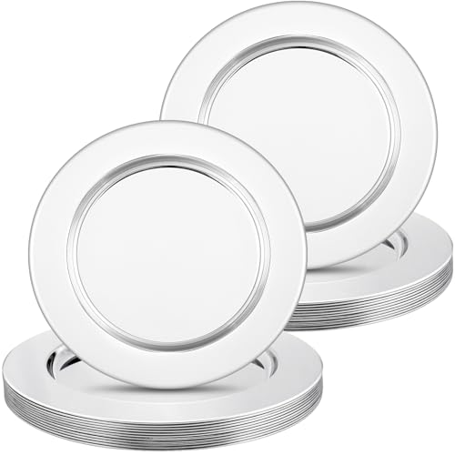 Platos cargadores redondos plateados de acero inoxidable x24 miniatura 1