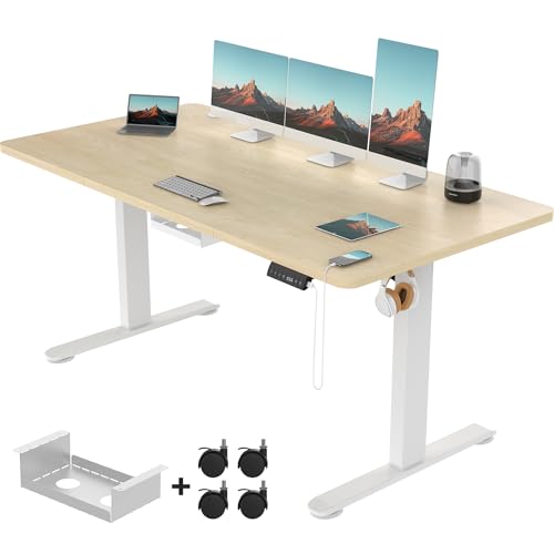 VASAGLE Höhenverstellbarer Schreibtisch 160x80cm - Mit Monitorständer & USB-C