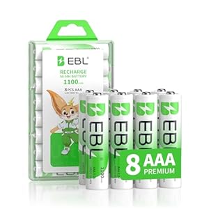 EBL 8 Pack AAA Ni-MH Rechargeable Batteries AAA Batteries ProCyco Technology (Typical 1100mAh, Minimum 1000mAh)
