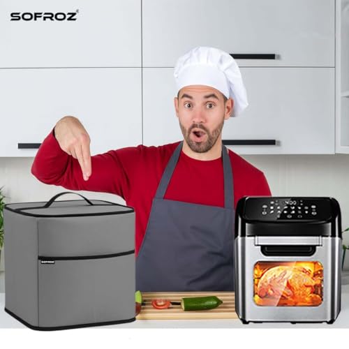 Image of Oven Air Fryer Top Cover with 2 Storage Pockets - Dustproof & Waterproof, Washable Protective Cover for Kitchen Appliances (36x36x36 cm) (Grey)