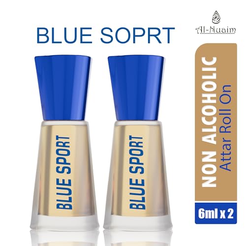 Image of Al-Nuaim Blue Sport Attar Roll On - 6ml (Pack Of 2) |Luxury Scent with Long Lasting Fragrance For Men & Women